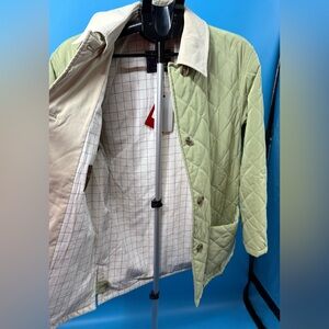 Dooney & Bourke Green Quilted Signature Rainbow Lining Jacket NWT Size 38 Medium